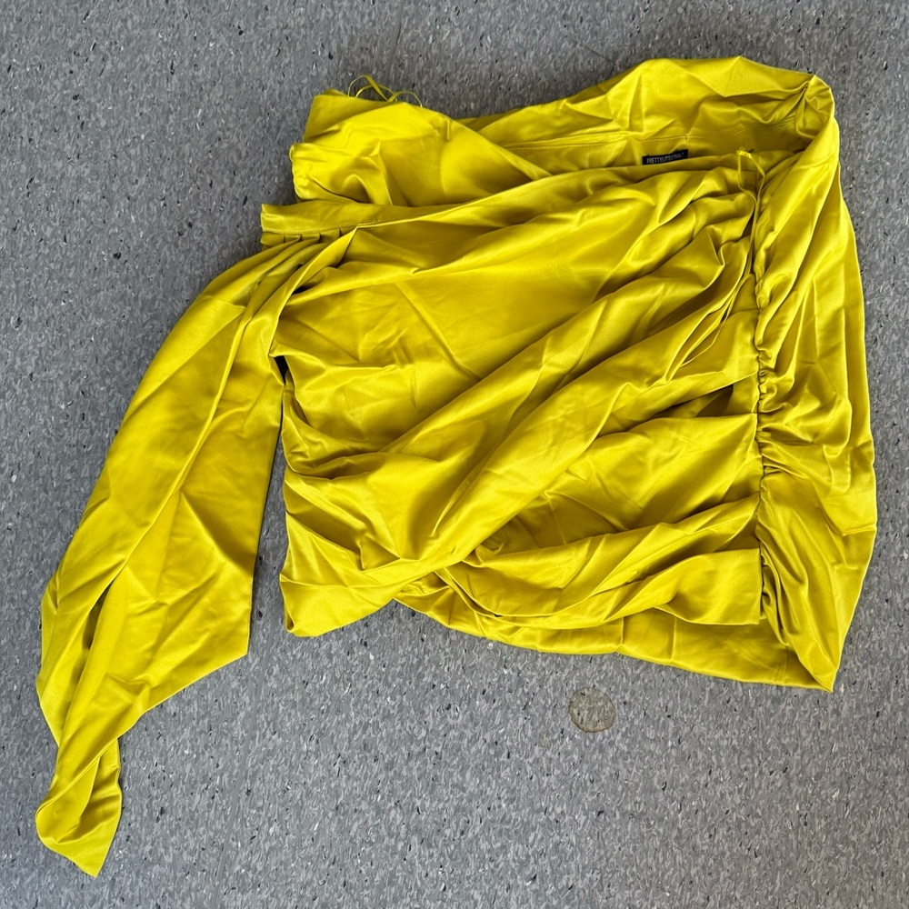 PrettyLittleThing Mustard Satin Top